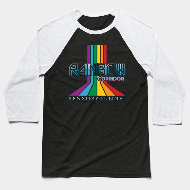 Rainbow Corridor Sensory Tunnel Baseball T-Shirt by DeepDiveThreads